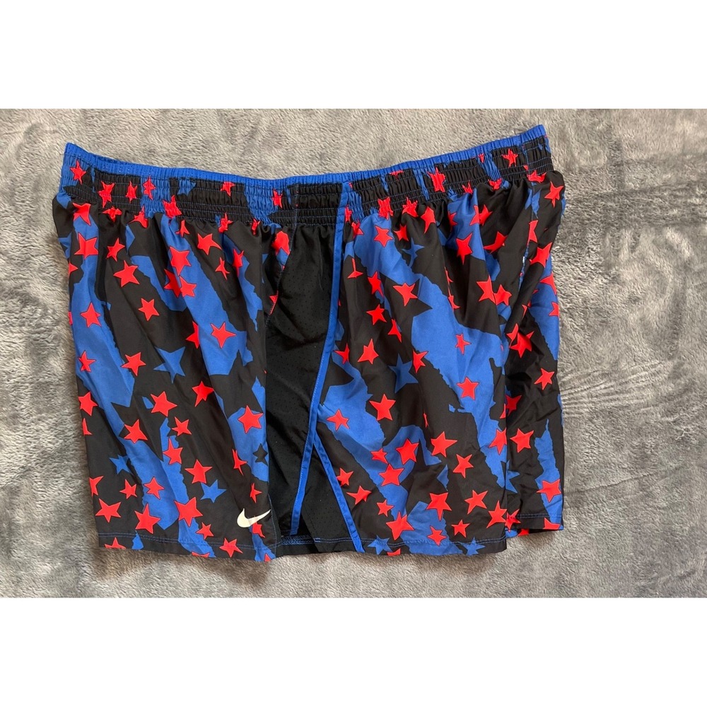 Nike Dri-Fit Running Shorts Womens 2X Black Red 10K American Stars & Stripes - Picture 4 of 10